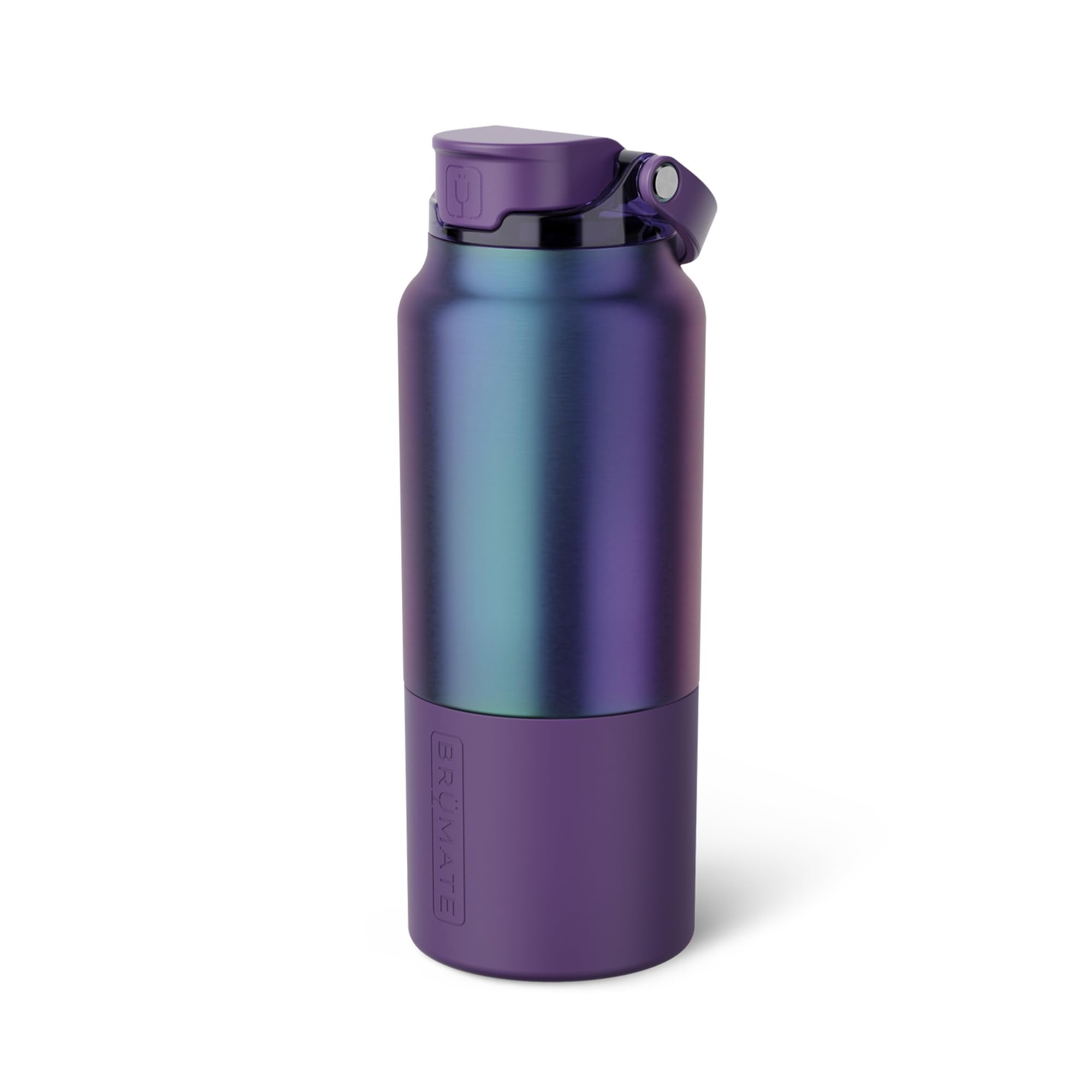 BrüMate Rise 25oz Water Bottle With 100% Leakproof Covered Silicone Straw | Insulated Stainless Steel Water Bottle | Cup-Holder Friendly | Fast Flow | Soft Sip Silicone Spout | BPA-Free (Dark Aura)