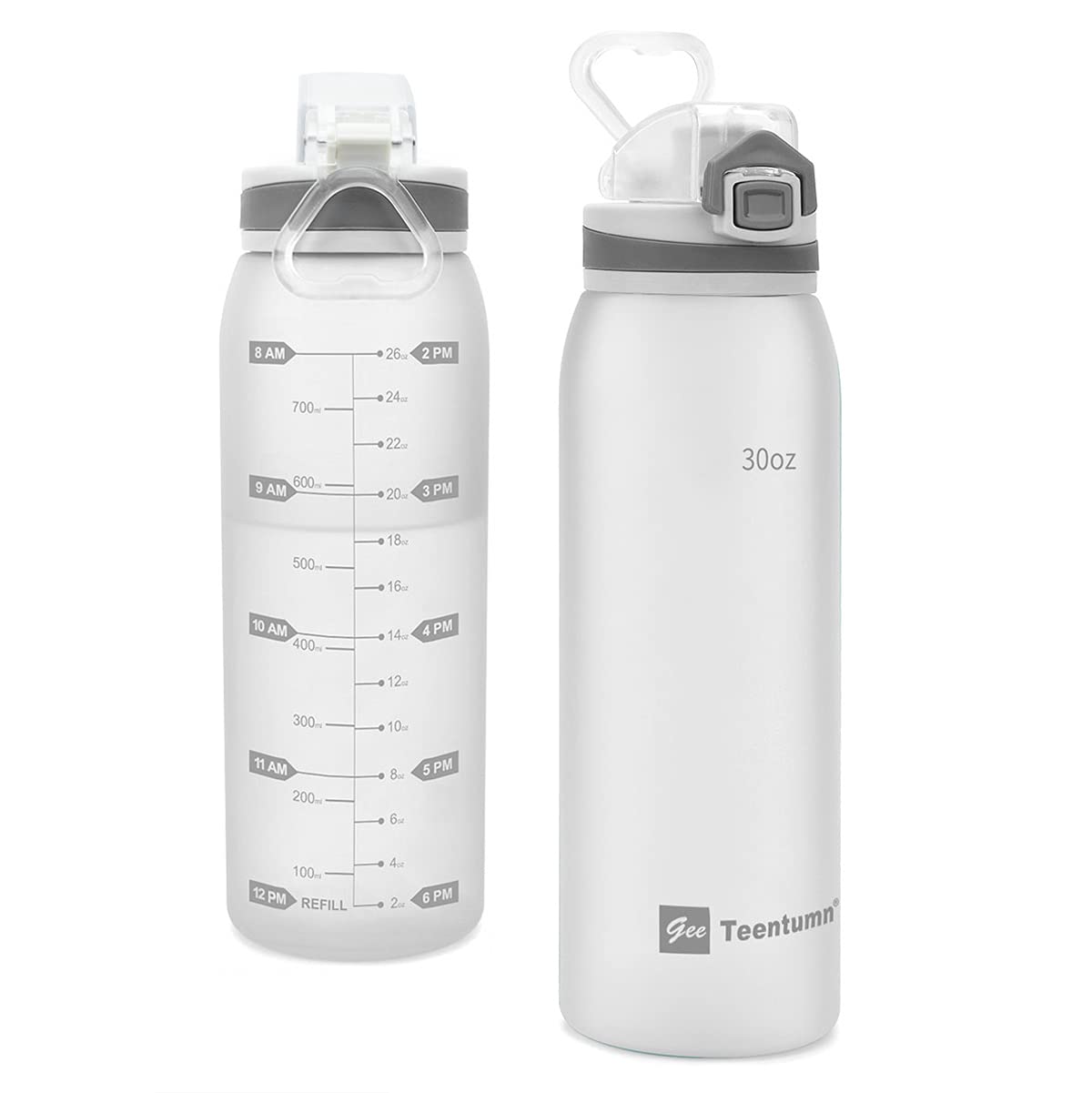 30oz Sport Water Bottle with Time Markers, Large Durable Gym Plastic Bottle for Fitness, Outdoor Enthusiasts, Leakproof (Pack of 1)