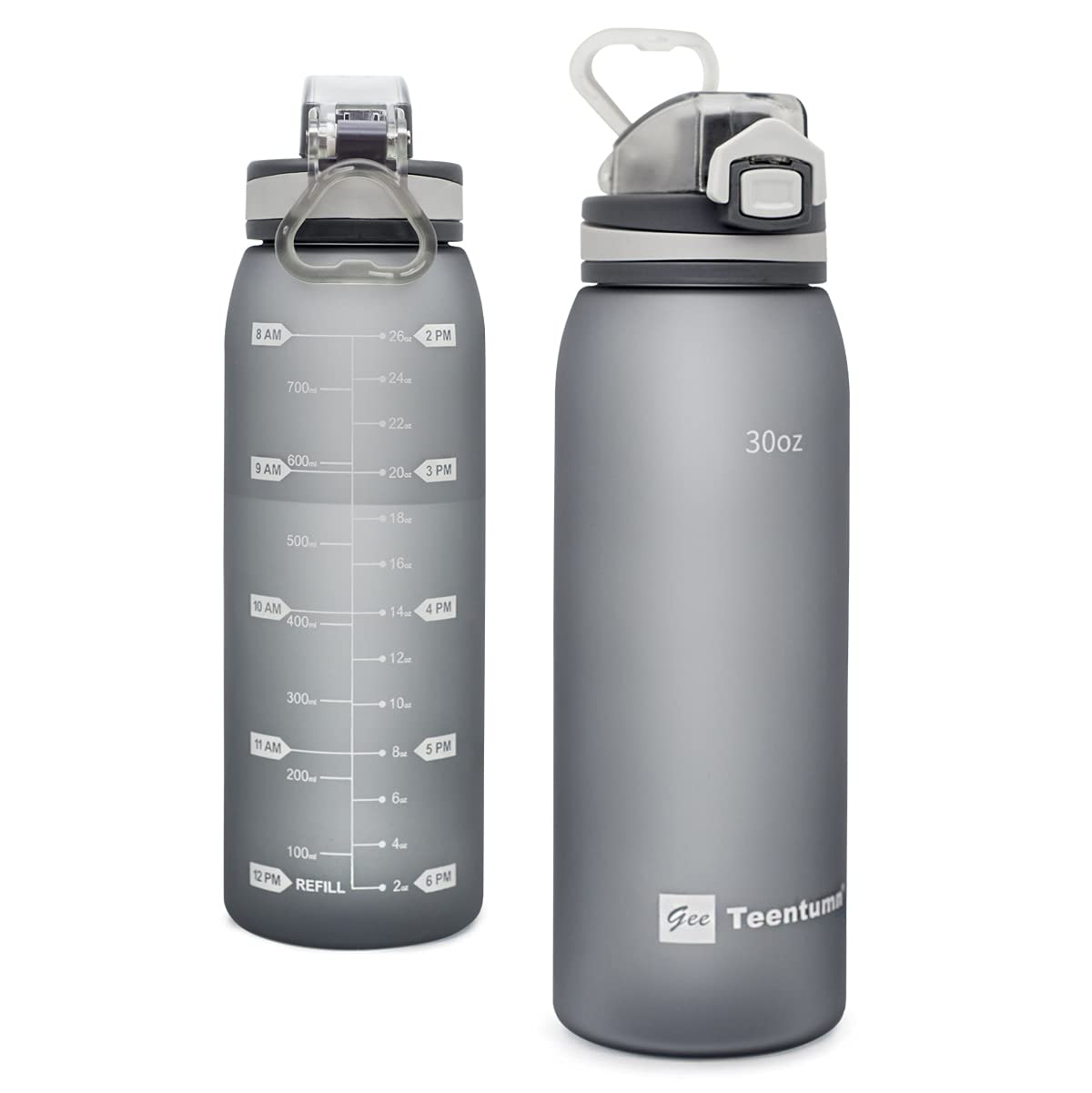 30oz Sport Water Bottle with Time Markers, Large Durable Gym Plastic Bottle for Fitness, Outdoor Enthusiasts, Leakproof (Pack of 1)