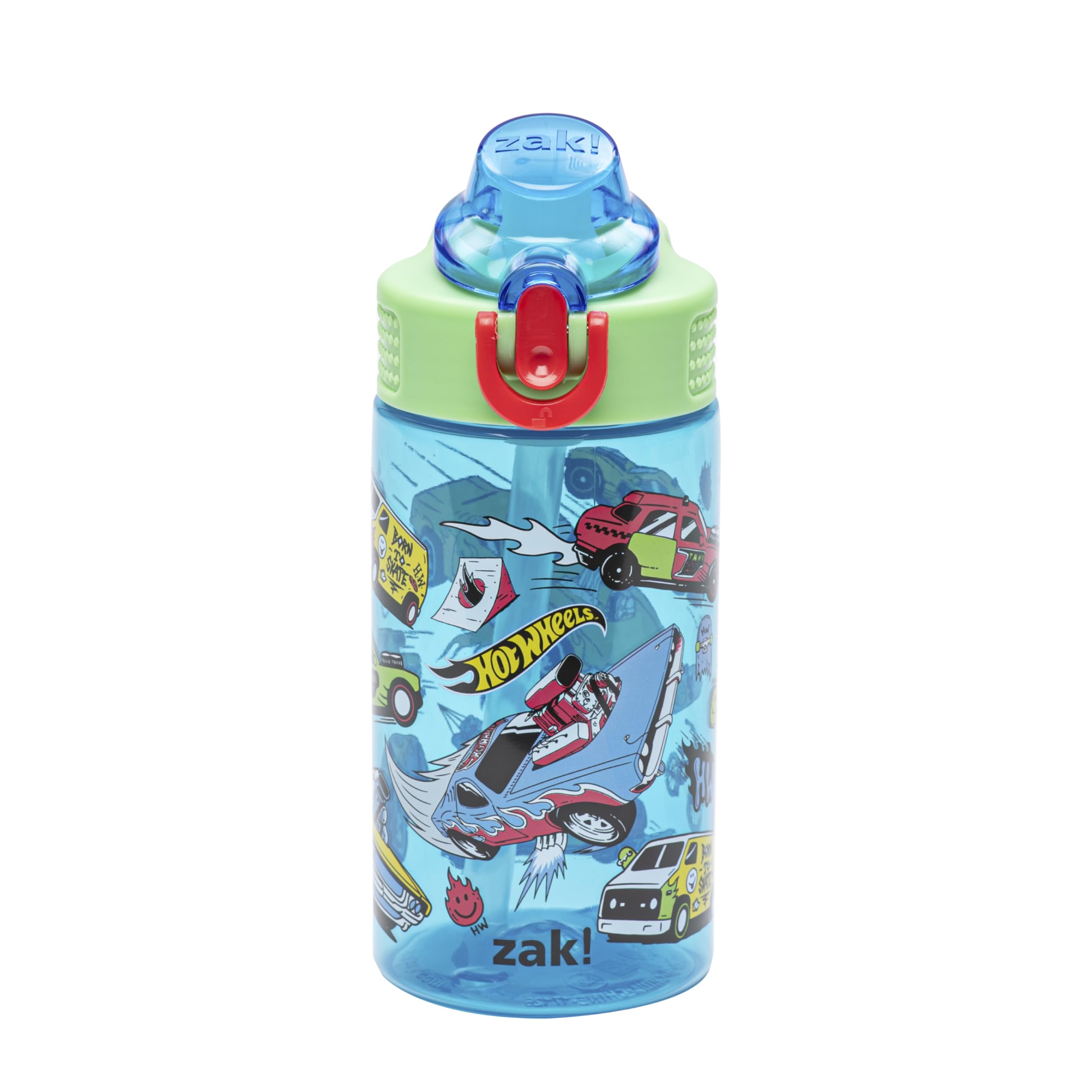 Zak Designs Minecraft Sage Water Bottle For School or Travel, 25oz Durable Plastic Water Bottle With Straw, Handle, and Leak-Proof, Pop-Up Spout Cover (Creeper)