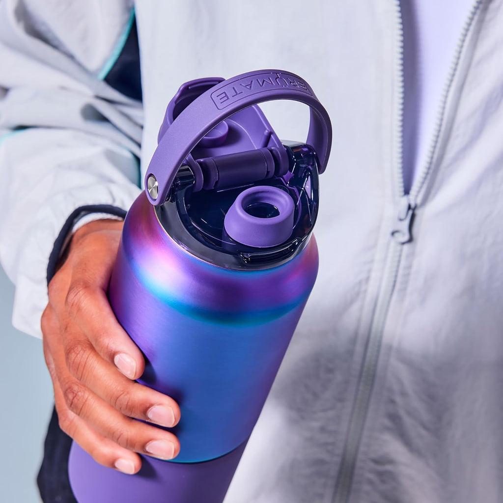 BrüMate Rise 25oz Water Bottle With 100% Leakproof Covered Silicone Straw | Insulated Stainless Steel Water Bottle | Cup-Holder Friendly | Fast Flow | Soft Sip Silicone Spout | BPA-Free (Dune)