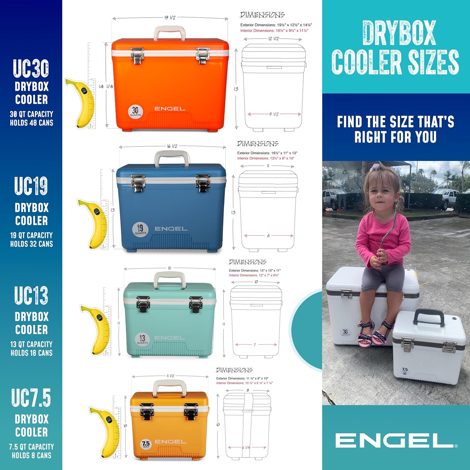 Engel 19qt Leak-Proof, Air Tight, Drybox Cooler and Small Hard Shell Lunchbox for Men and Women
