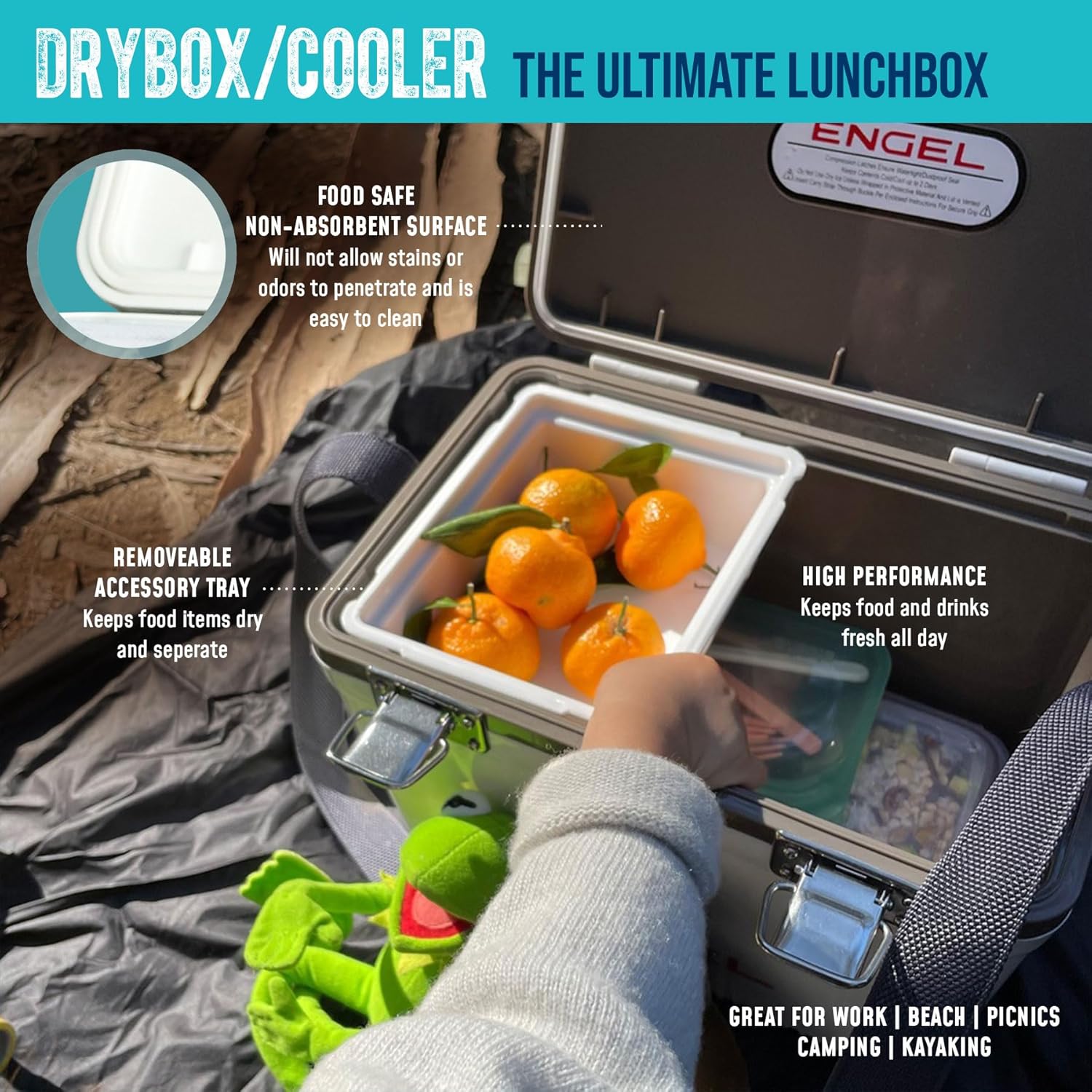 Engel UC13 13qt Leak-Proof, Air Tight, Drybox Cooler and 32°F Cooler Packs for Boating, Camping, Fishing, Hiking & Food Storage