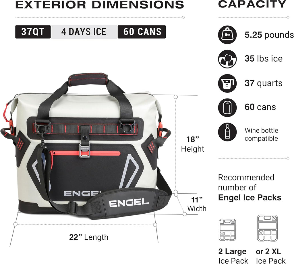 Engel HD30 High-Performance Soft Sided Tote Cooler - Durable, Leak-Proof, Portable Ice Chest for Camping, Fishing, Tailgating & Outdoor Activities - Long-Lasting Cold Retention
