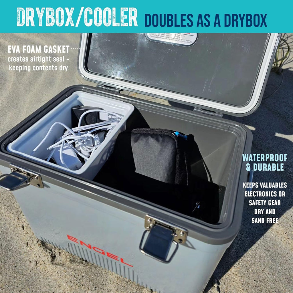Engel UC13 13qt Leak-Proof, Air Tight, Drybox Cooler and 32°F Cooler Packs for Boating, Camping, Fishing, Hiking & Food Storage